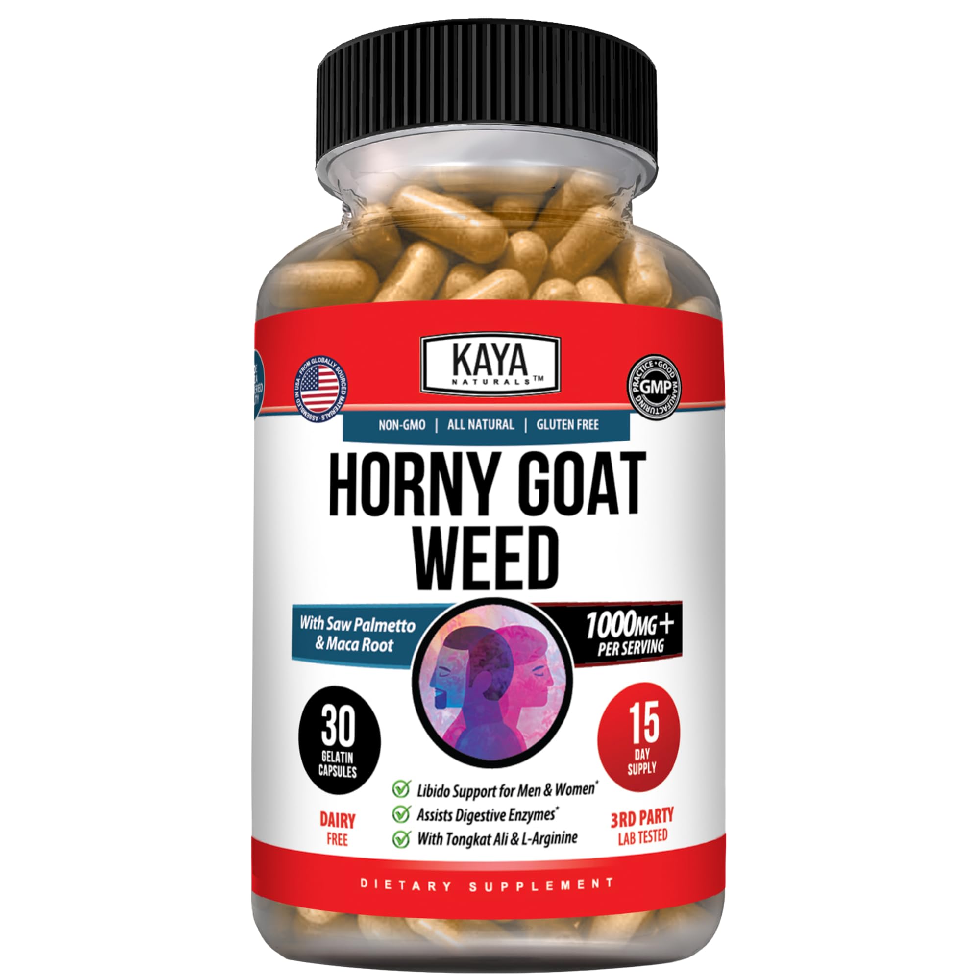 Kaya Naturals Horny Goat Weed Extract, 30 Count 30 Count (Pack of 1)