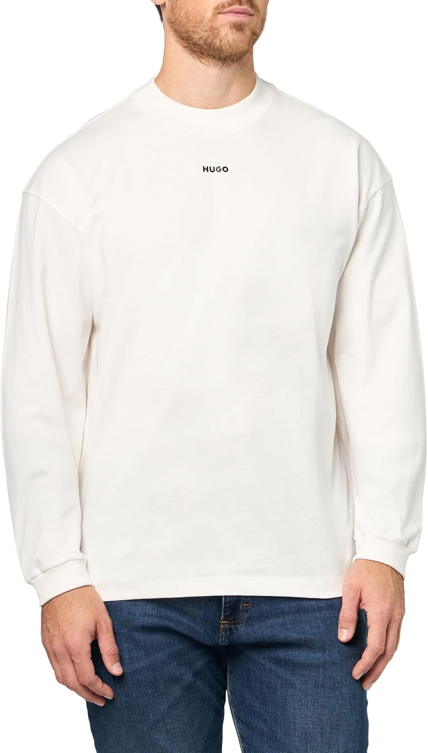Hugo Mens Center Logo Mock Neck Long Sleeve Shirt