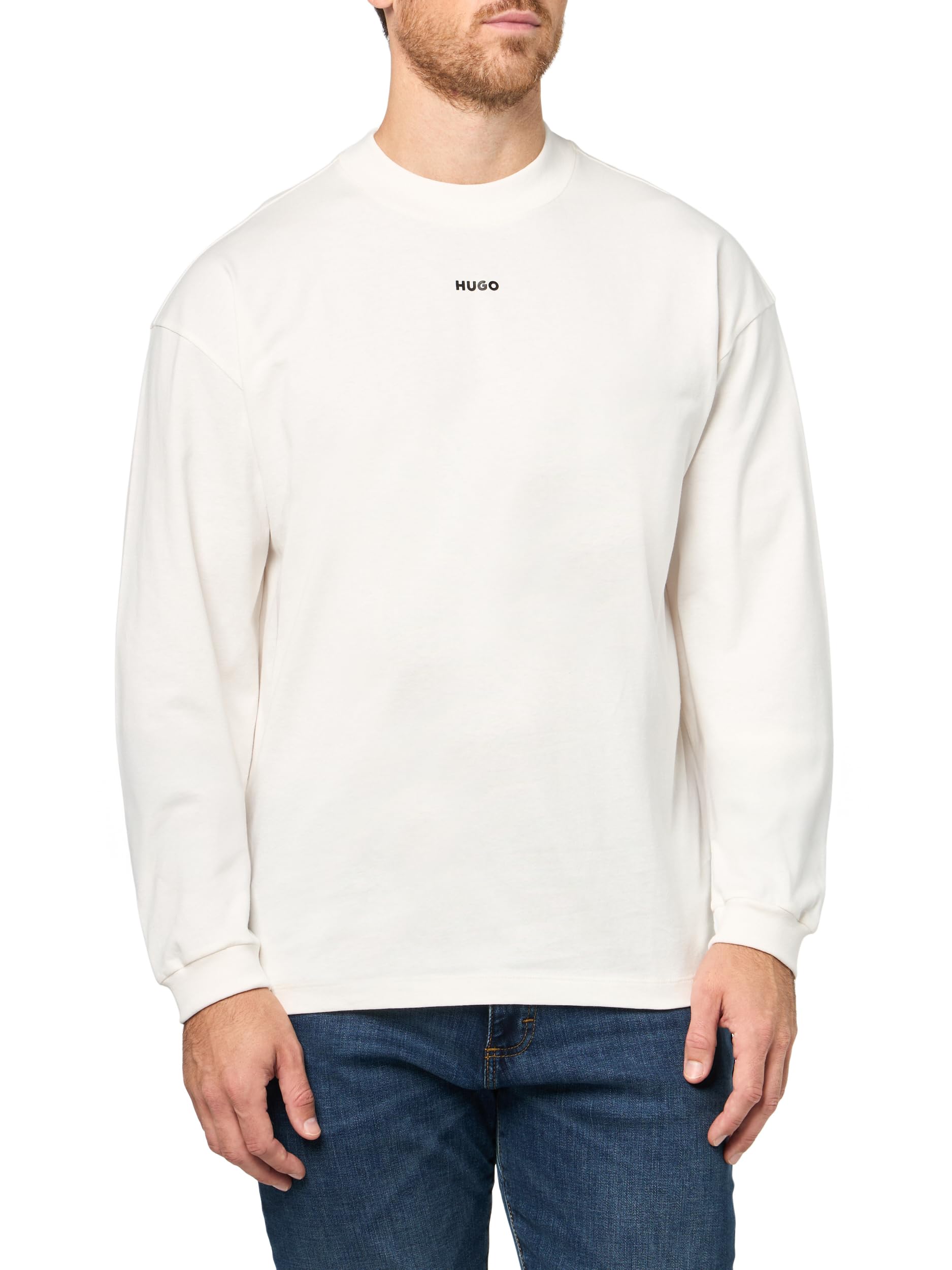 Hugo Mens Center Logo Mock Neck Long Sleeve Shirt
