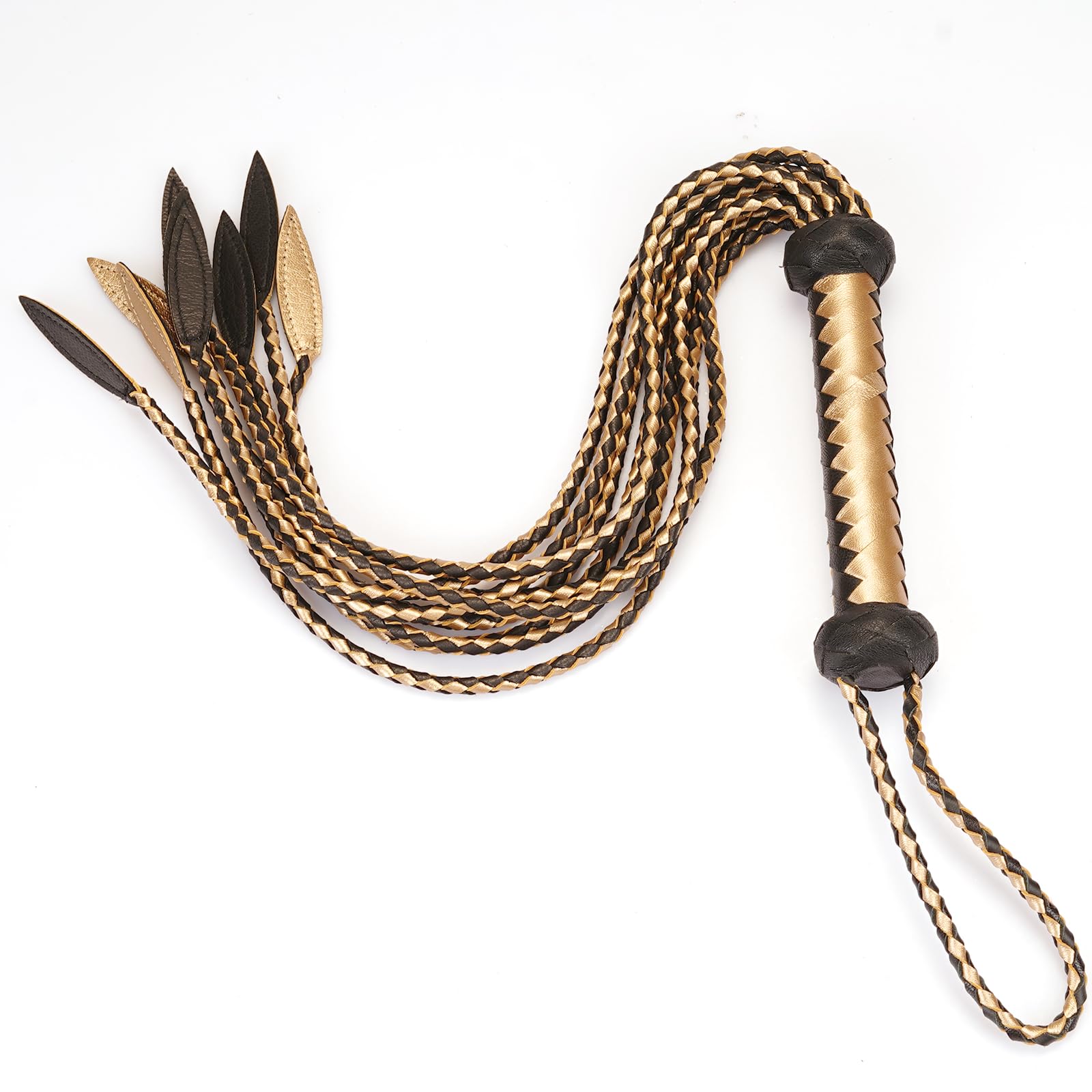 T*r様 HERETIC PISTIL WHIP 50ml Handwoven Black & Gold Genuine Leather Cat-O'-Nine-Tails Whip