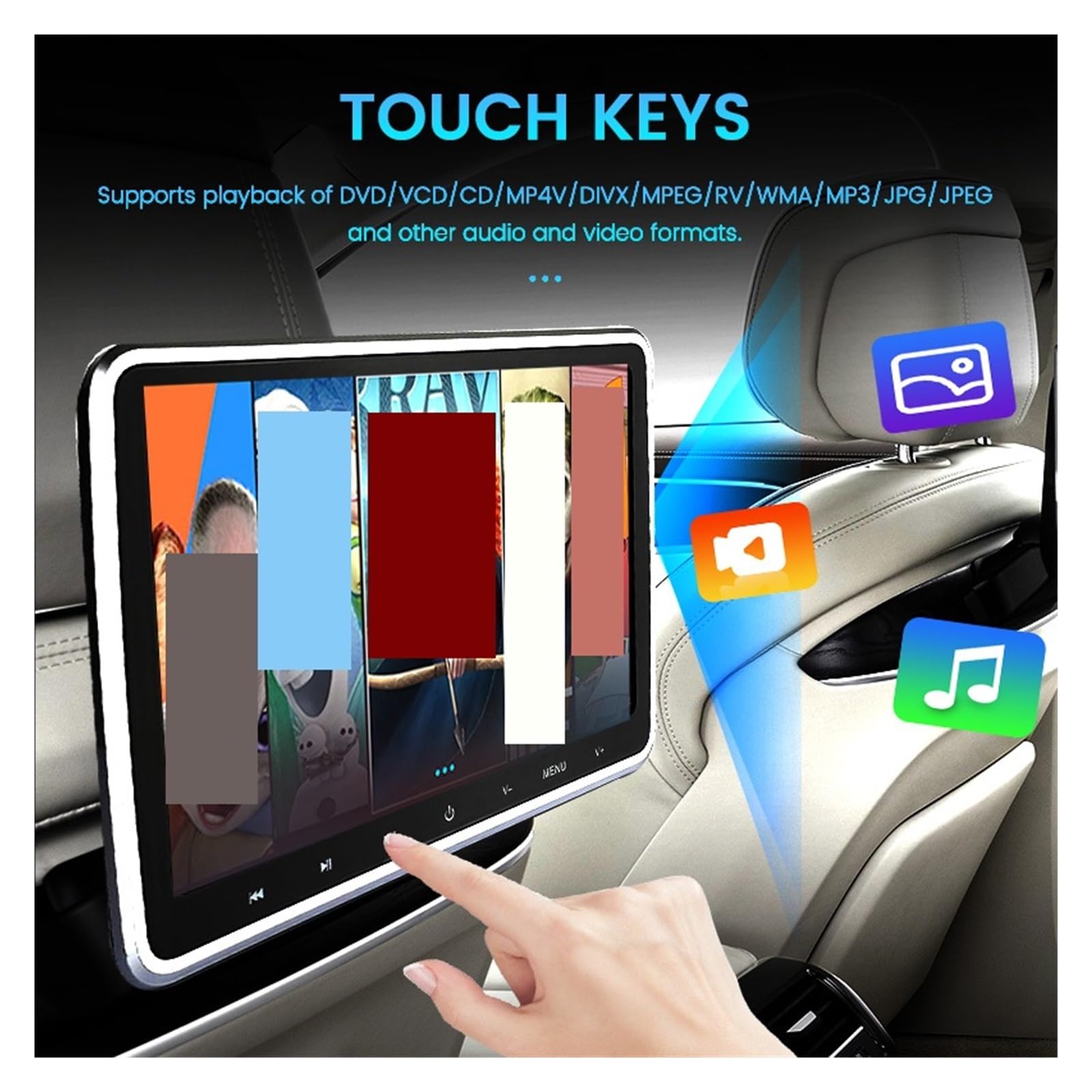 Poggiatesta For Auto Con Monitor 10,1" 1024 * 600 USB/SD/IR/FM TFT LCD For DVD Radio TV Headers Touch Button Giochi MP5