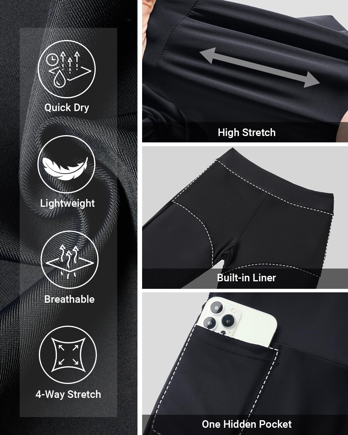 Pinup Fashion Skirted Swim Pants - Women Swimming Capris Leggings Swimwear High Waisted UV Swim Tights Black Small - Image 4