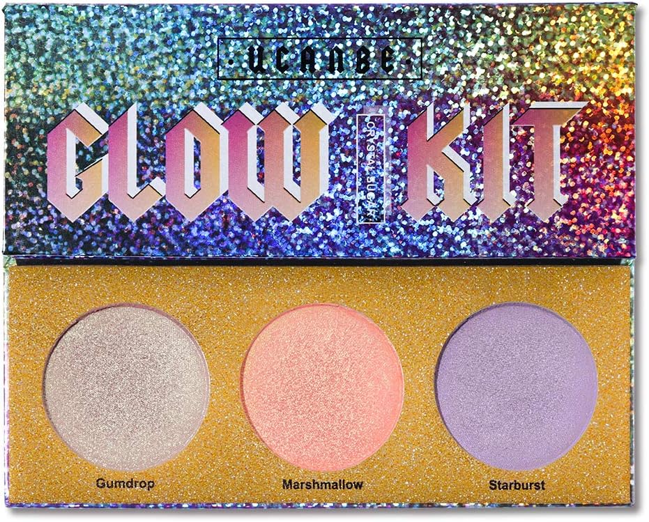 UCANBE Glow Kit Highlighter Palette 3 Colors Hyper-reflective Extreme Highlighting Palette Illuminating Pigment Makeup Contour Highlight Brightening Face Powder Illuminator