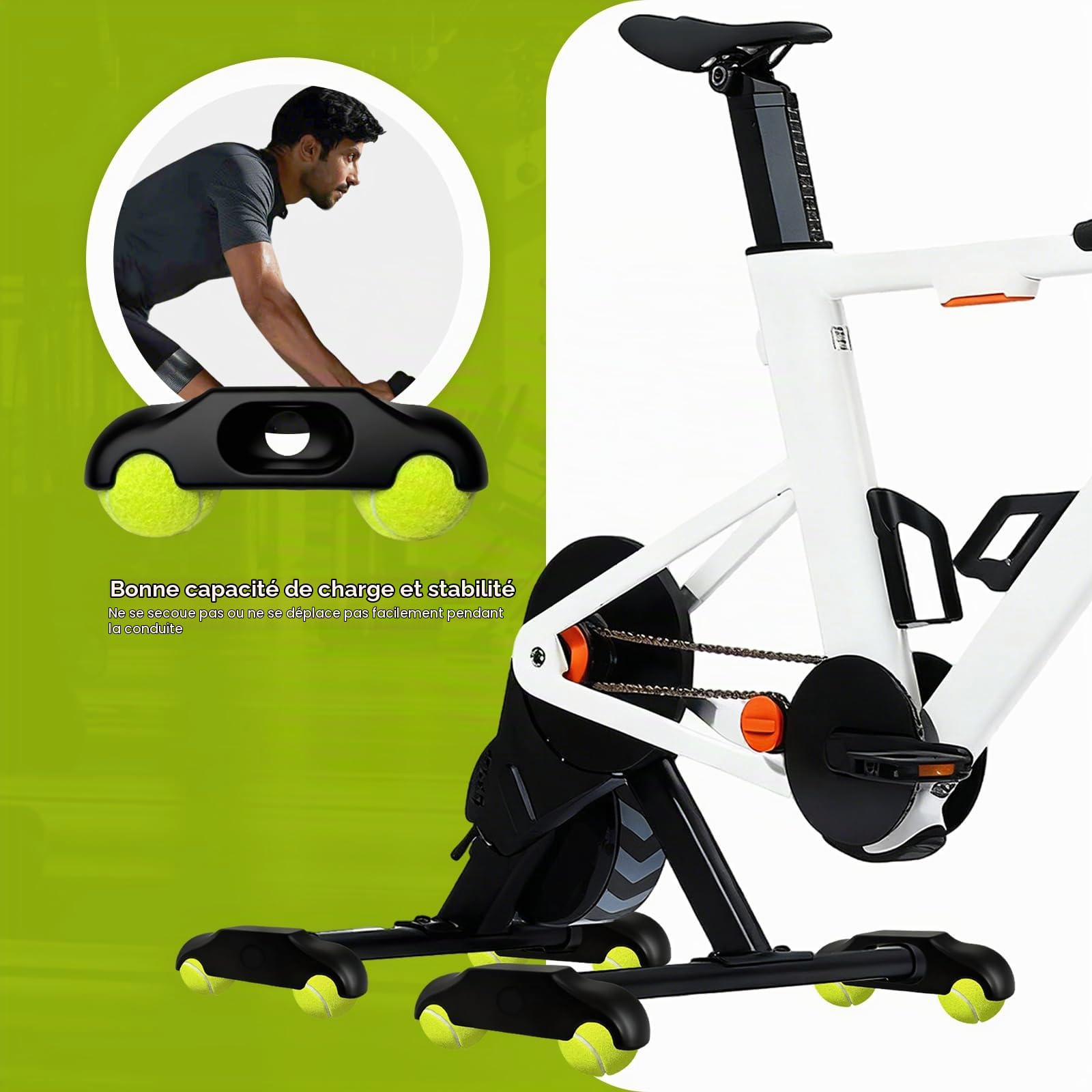 4 Plaques à Bascule avec 8 Balles de Tennis, Résistant aux Rayures | Accessoires pour Wahoo Kickr Core 2，Vivez une expérience de conduite authentique, Réduire la sollicitation des articulations