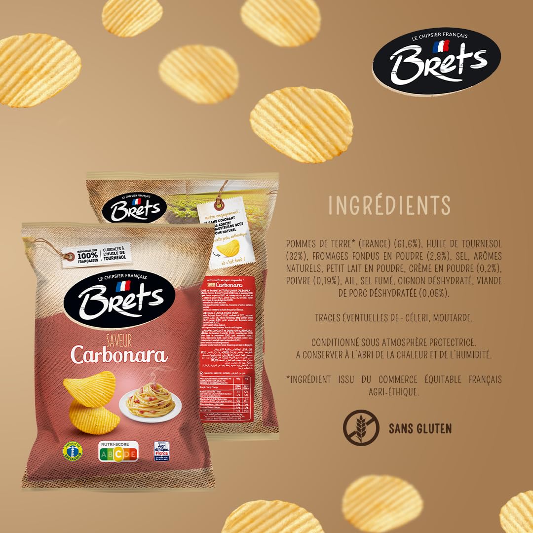 Bret's Chips Saveur Carbonara, 125g, Lot de 10