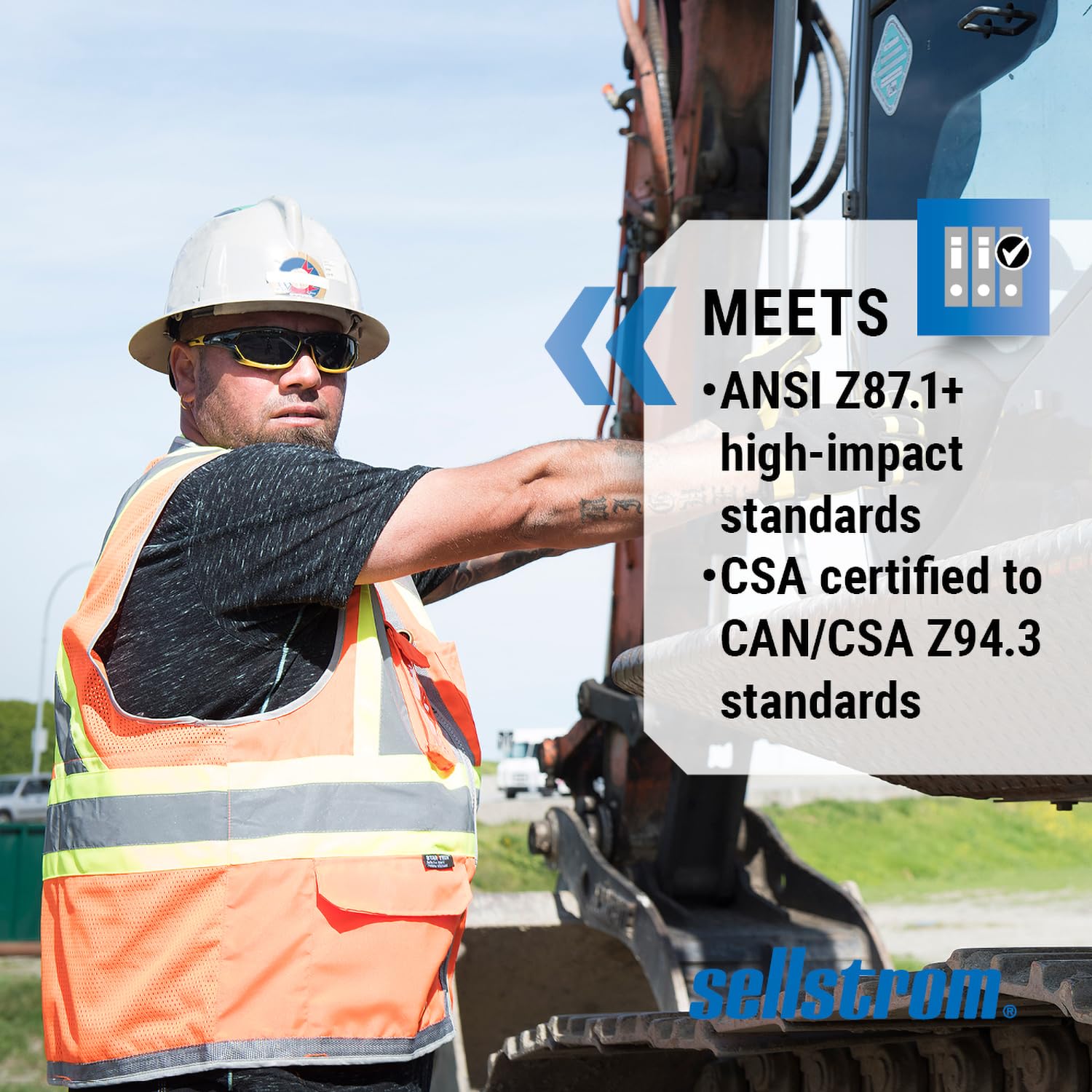 Sellstrom - 70001AZ Polycarbonate Sealed Safety Glasses/Protective Eyewear, Anti-Fog Coating, Detachable Soft Co-Molded Temples, U.S. Military Ballistic Rated, Yellow & Black with Smoke Tint, S70001