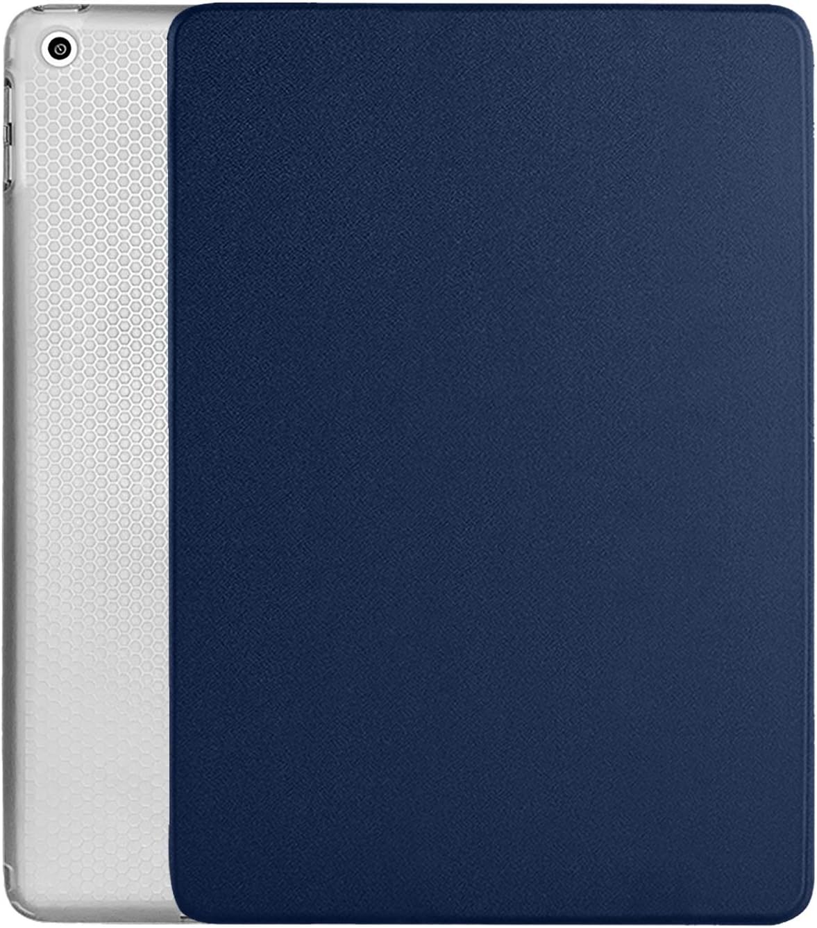 DuraSafe Cases for iPad Mini 3 2014 Mini 2 2013 Mini 1 2012 7.9 Inch [ Mini 3rd 2nd 1st ] Gen A1599 A1489 A1432 MH3F2LL/A MH3G2LL/A MH3E2LL/A Trifold Slim Smart TPU Transparent Back Cover - Navy Blue