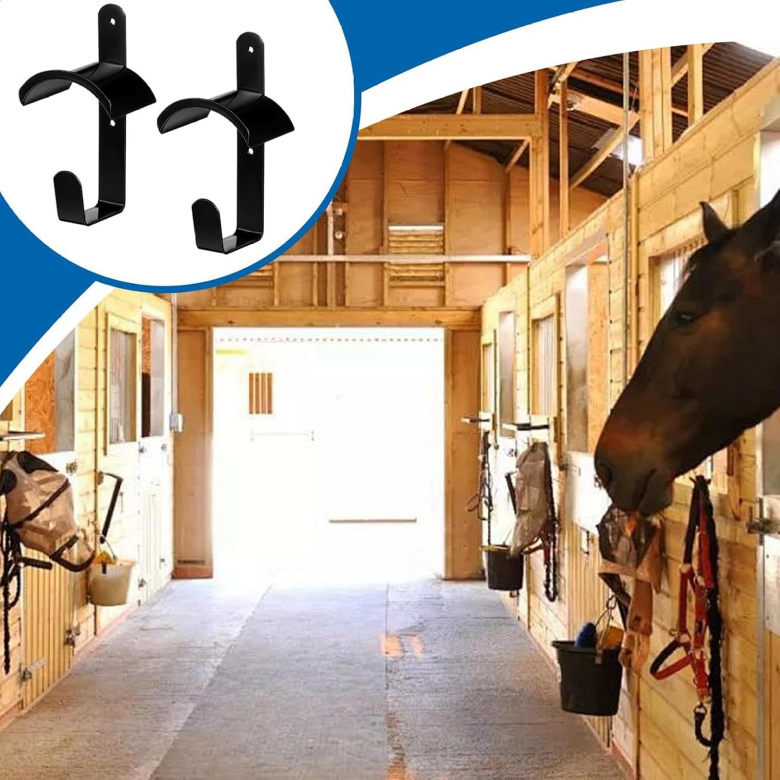 F Fityle 2 Piezas de colgadores de Bridas para Caballos, Ganchos para sillas de Montar, Organizador de arreos para Montaje en Pared, Ganchos para Bridas de