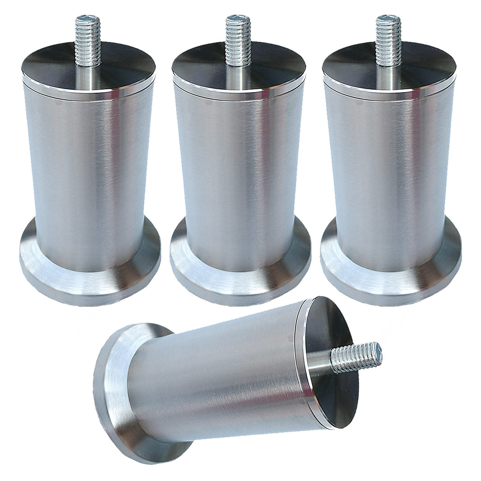 Gambe regolabili per mobili in acciaio inox, confezione da 4, 15-60 cm, piedini di ricambio moderni in metallo per divano e tavolo, arredamento fai da te, qualità premium, altezza 30 cm