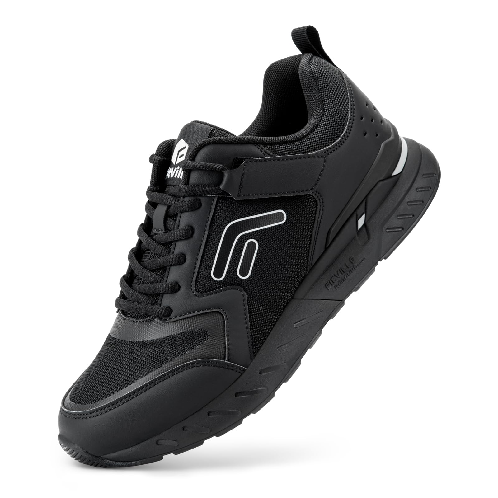 FitVille Men's Walking Shoes Wide Width Diabetic Shoes Orthopedic Sneaker Hook and Loop Running Shoes for Flat Feet Plantar Fasciitis - Rebound Core V7