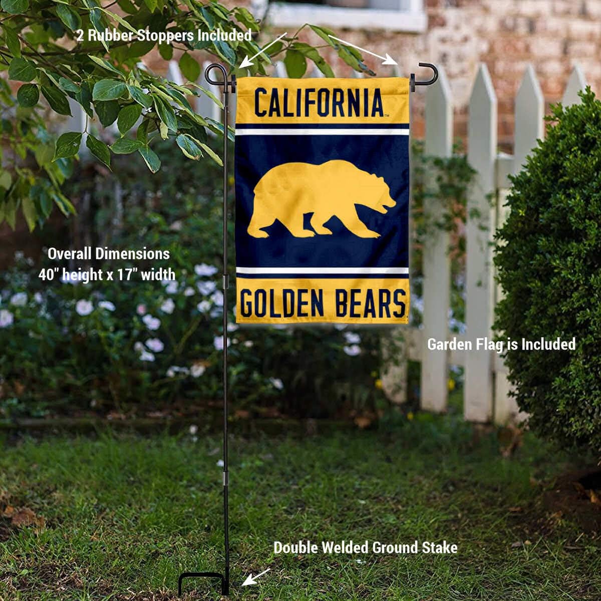 Cal Berkeley Golden Bears Garden Flag with Stand Holder - Image 3