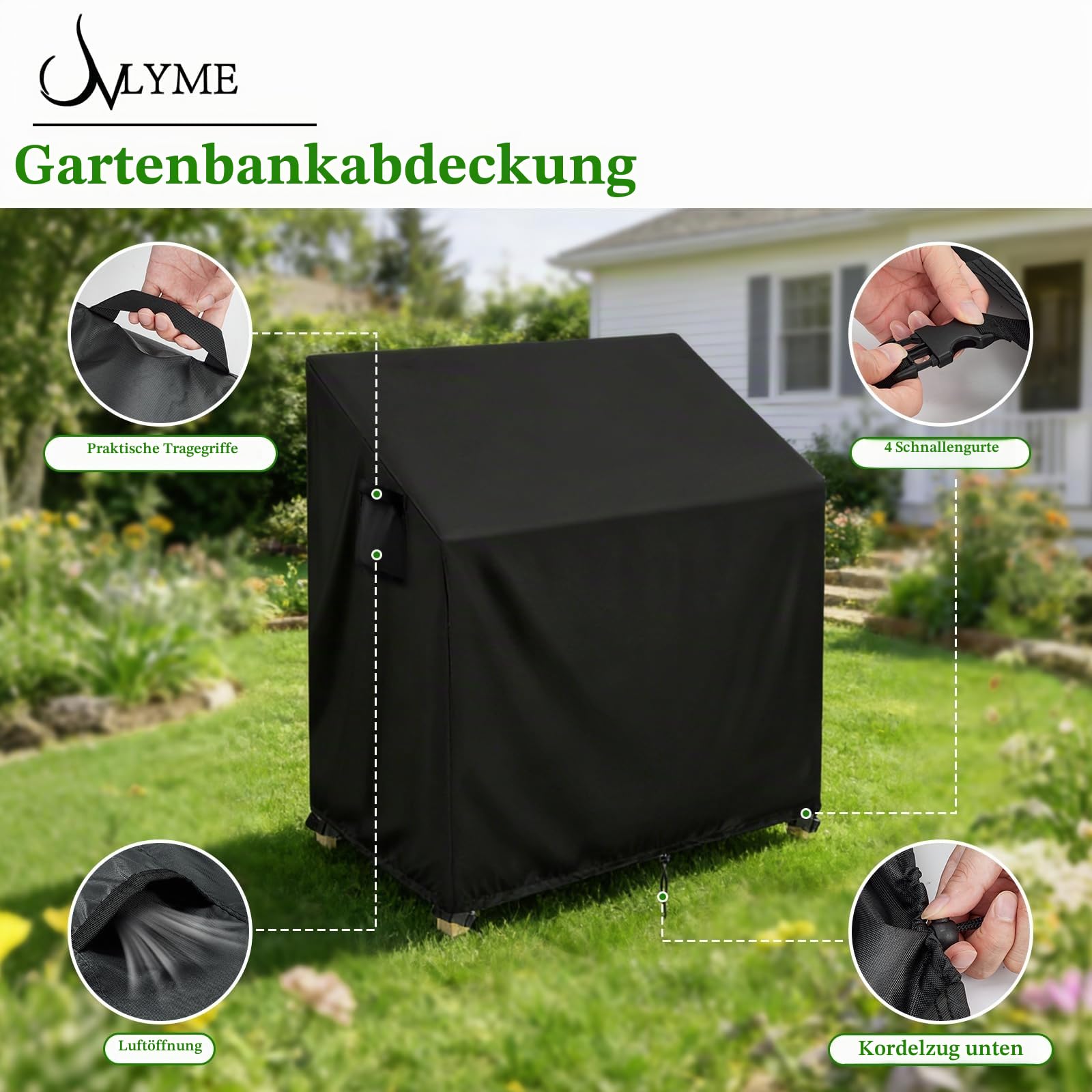 Onlyme Pflanzbankabdeckung – Wasserdichte, Staubdichte und Winddichte Abdeckung für Outdoor-Küche, Grillstation/Pflanzschuppen, Gartenarbeitstisch, 115 x 51 x 124 cm, Schwarz