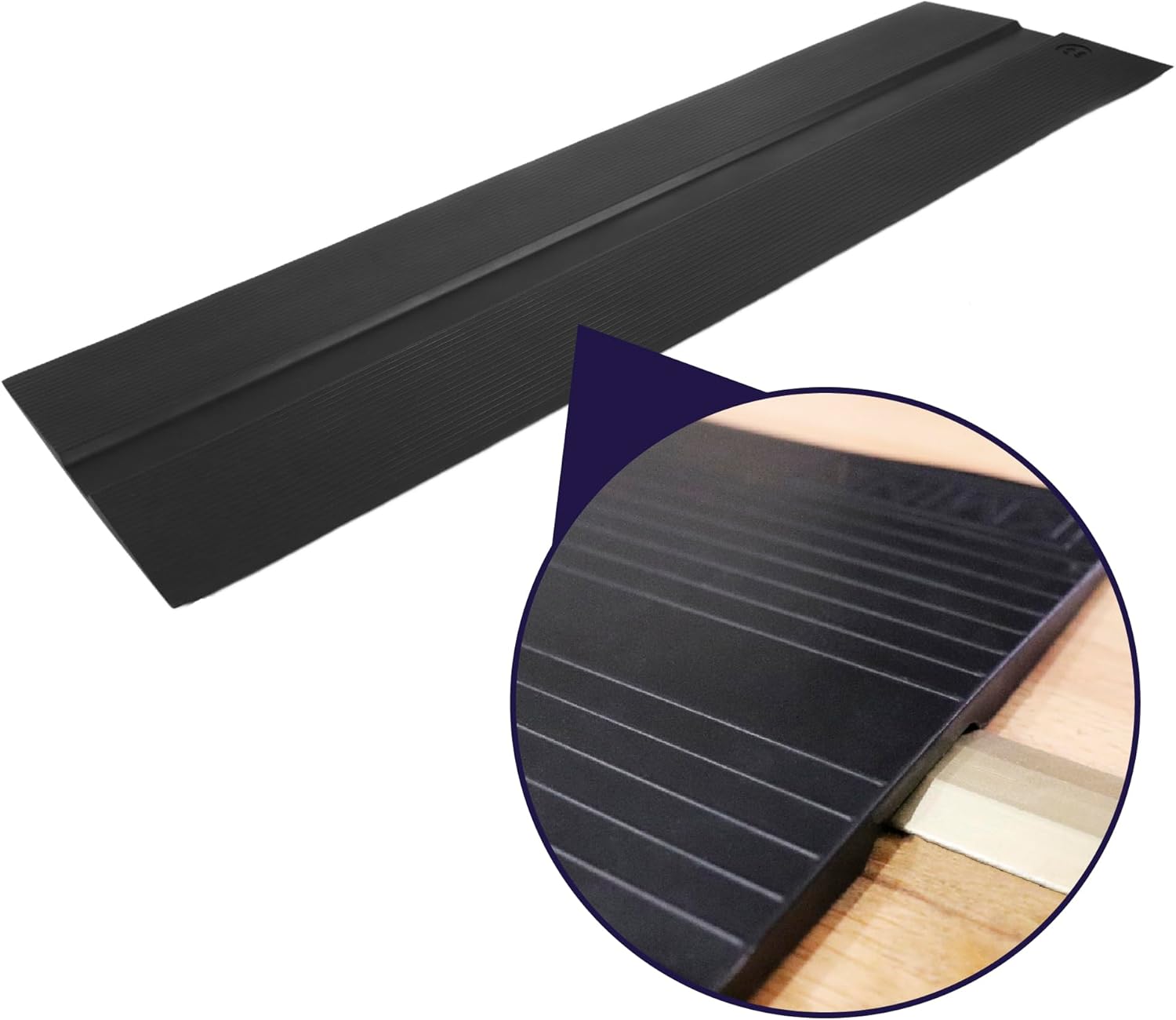 KMINA Wheelchair Door Threshold Ramp Thin, Non-Slip Surface, Rubber, Black, Patented