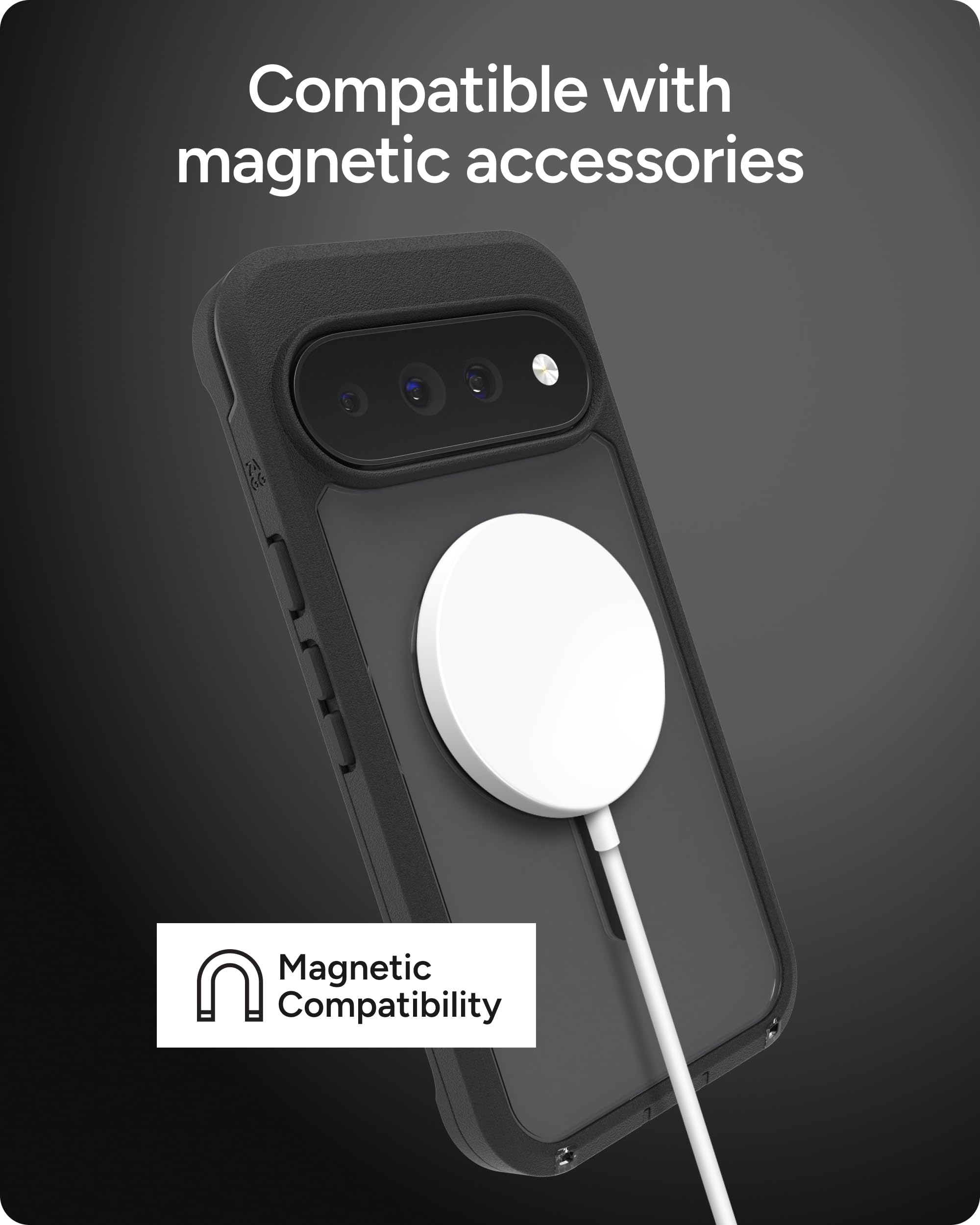 ZAGG Rainier Google Pixel 11 Pro XL Case, Nero | Robusta copertura magnetica per telefono con protezione da cadute da 6,7 m, fortificata con grafite, armatura in due pezzi