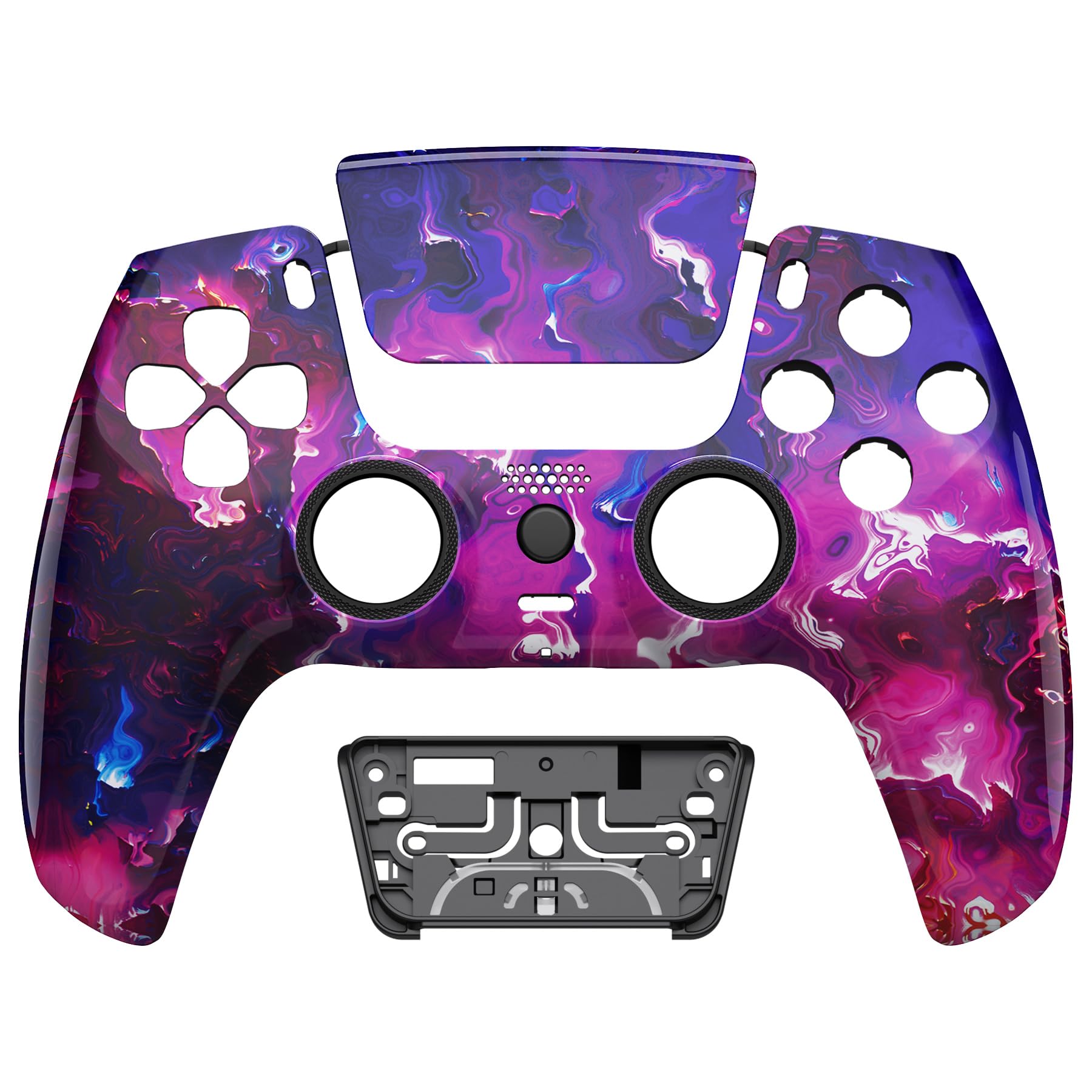 eXtremeRate Luna Cover Ricambio per ps5 Controller,Custodia Copertura Frontale Scocca Shell Ridisegnato&Touchpad&Anelli Compatibile con ps5 Joystick BDM 010/020/030/040/050-Lava Surreale