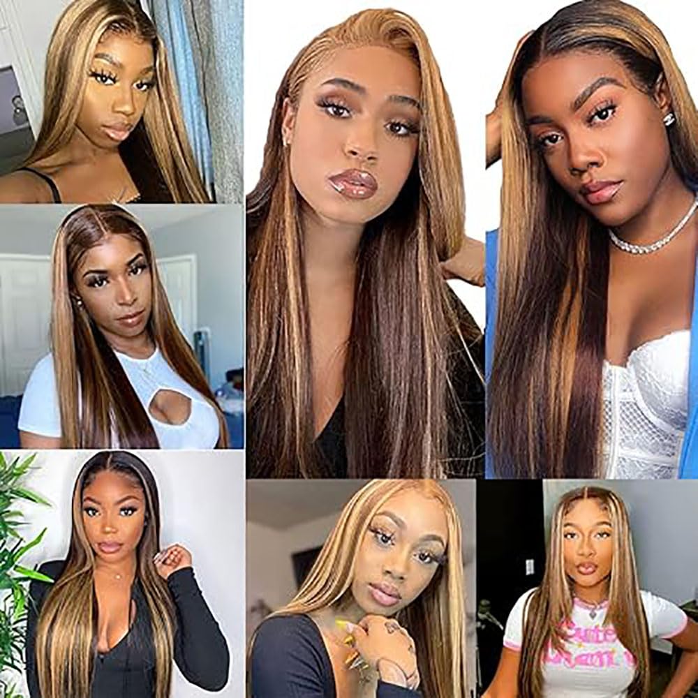 Human Hair Bundles Straight Tissage Naturel Cheveux Humain 100% Unprocessed Brésilienne Remy Virgin en lot Meches Weave Extensions Double Weft Color Highlight Blonde 18 20 22 Pouces
