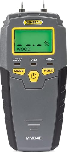 General Tools MMD4E Moisture Meter for Wood, Walls & Water Leak Detection | Pinless wood moisture meter for drywall & walls. Detects mold & humidity. Water leak detector for home moisture testing.