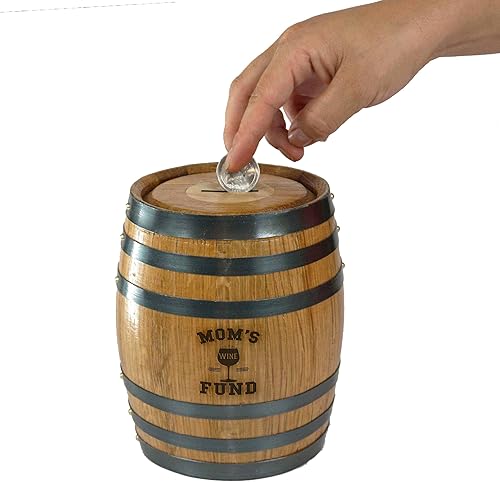 Vista 15 de Thousand Oaks Barrel Co. - Hucha de madera hecha a mano para adultos, ahorro de dinero para dinero real, billetes y monedas, grande de 6.5 x 4.5 x