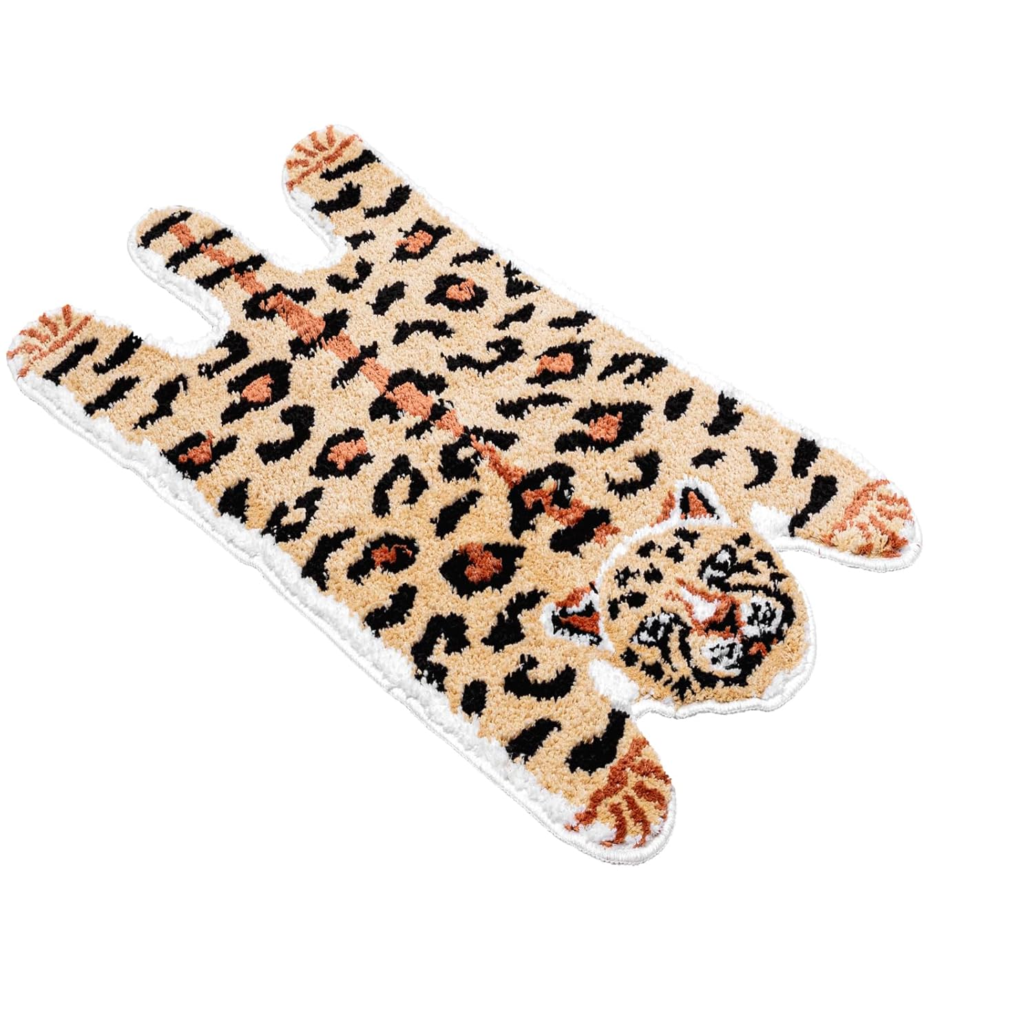 Leopard Bath Mat for Bathroom Funny Cute Brown Tiger Cartoon Bathroom Rug 35 5 x 19 7 inch