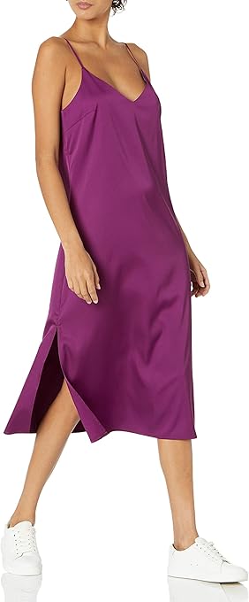 The Drop Women's Ana Silky V-neck Midi Slip Dress