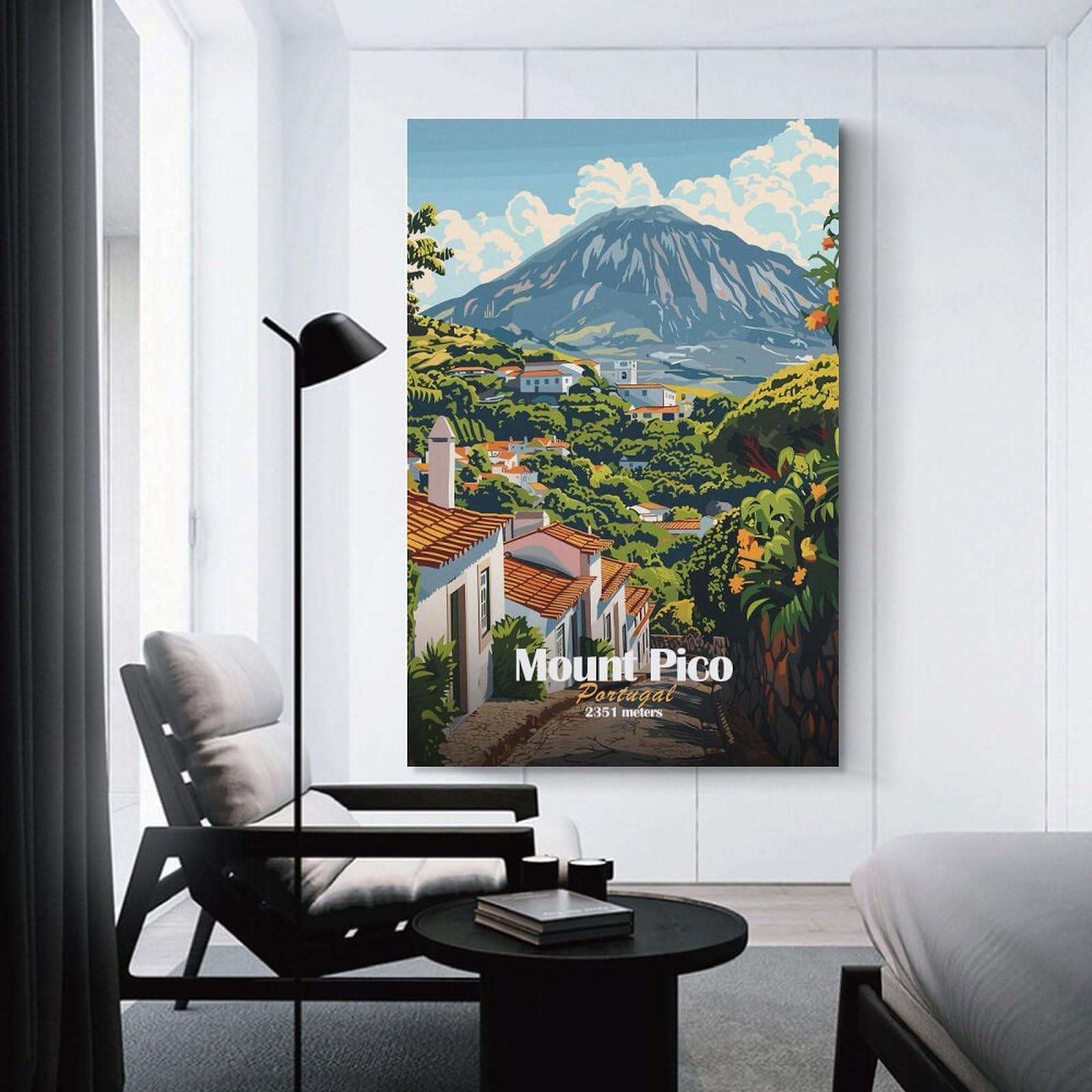 Junmoney Mount Pico Portugal Wall Decor Canvas Print, 24x36inch(60x90cm), for Bedroom, Lounge Or Dressing Area, Decorative Wall Art for Cosy Rooms