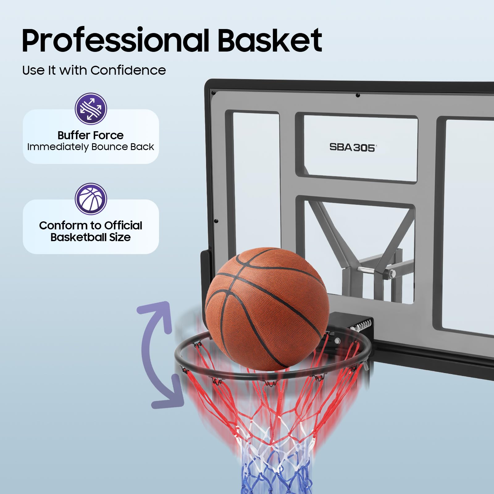 Wandmontage Basketballständer 110x75 cm PET-Rückwand Ringdurchmesser 45cm für Training