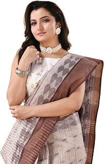 dB DESH BIDESH Women`s Bengal Tant Devdas Design Pure Handloom Cotton Saree Without Blouse Piece (Yellow White) Price In India