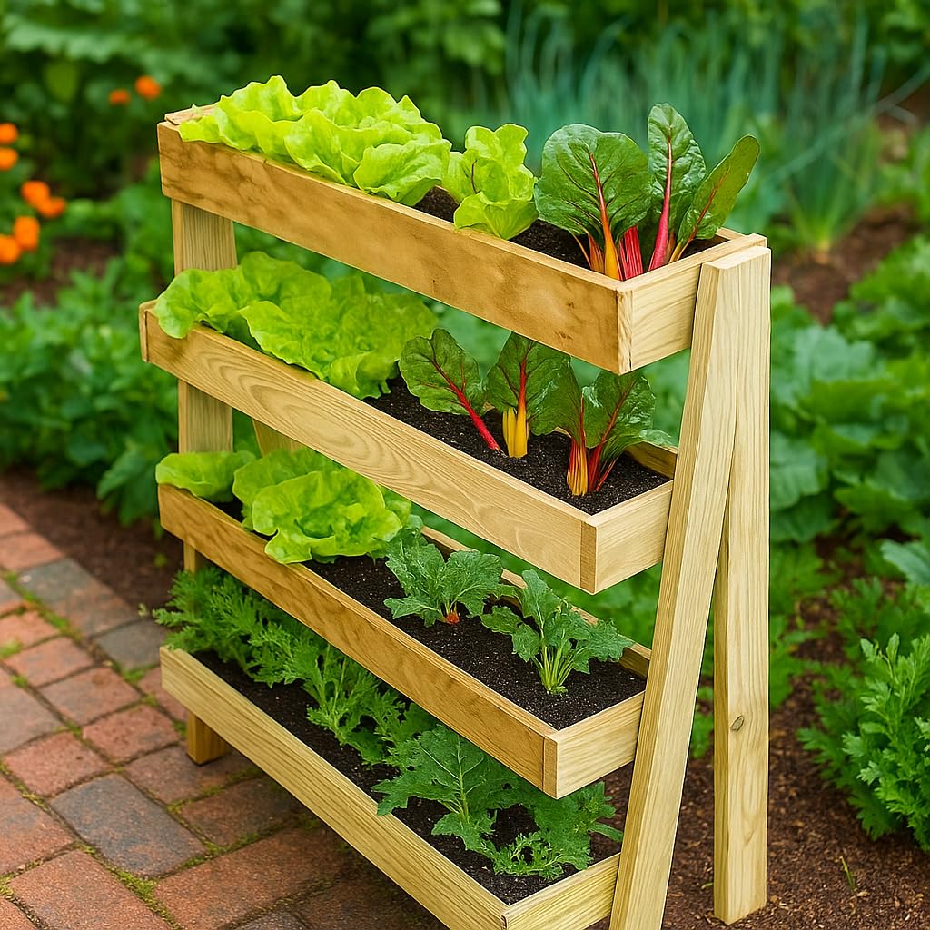 Potager urbain vertical mural avec 4 jardinières de 100 x 90 x 30 cm Bois traité pour extérieur