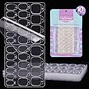BTArtbox 10 Sheets 15 Sizes Ultra Thin & Waterproof Nail Stickers for Fake Nails, 300PCS Double Sided Jelly Nail Sticky Tabs for Manicure