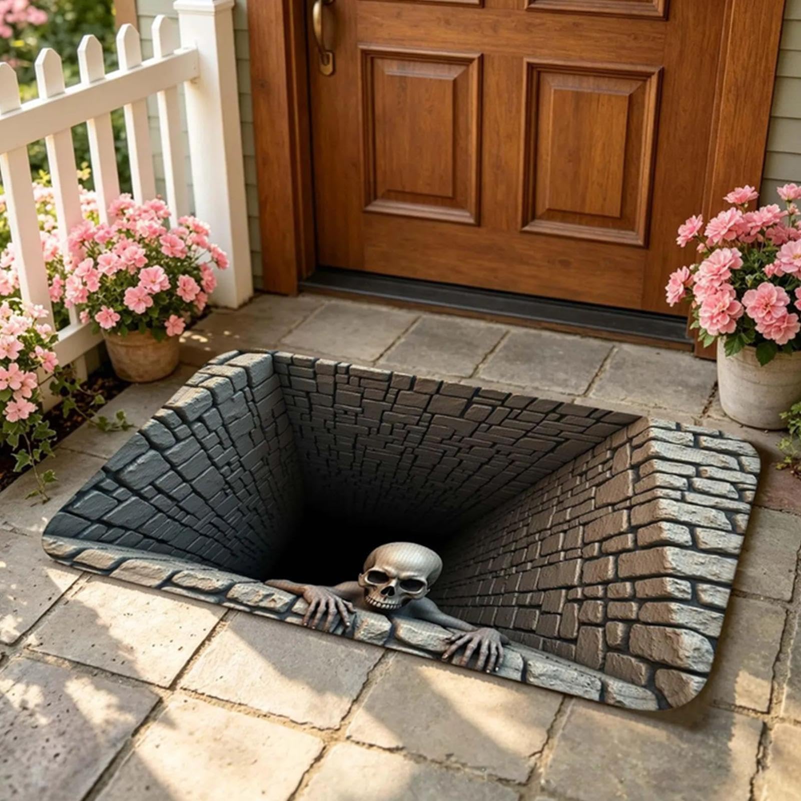 Tappeto decorativo rettangolare con foro visivo 3D | Tappeto antiscivolo per Halloween, per casa, soggiorno, vacanze, bagno, vasca da bagno e ingresso