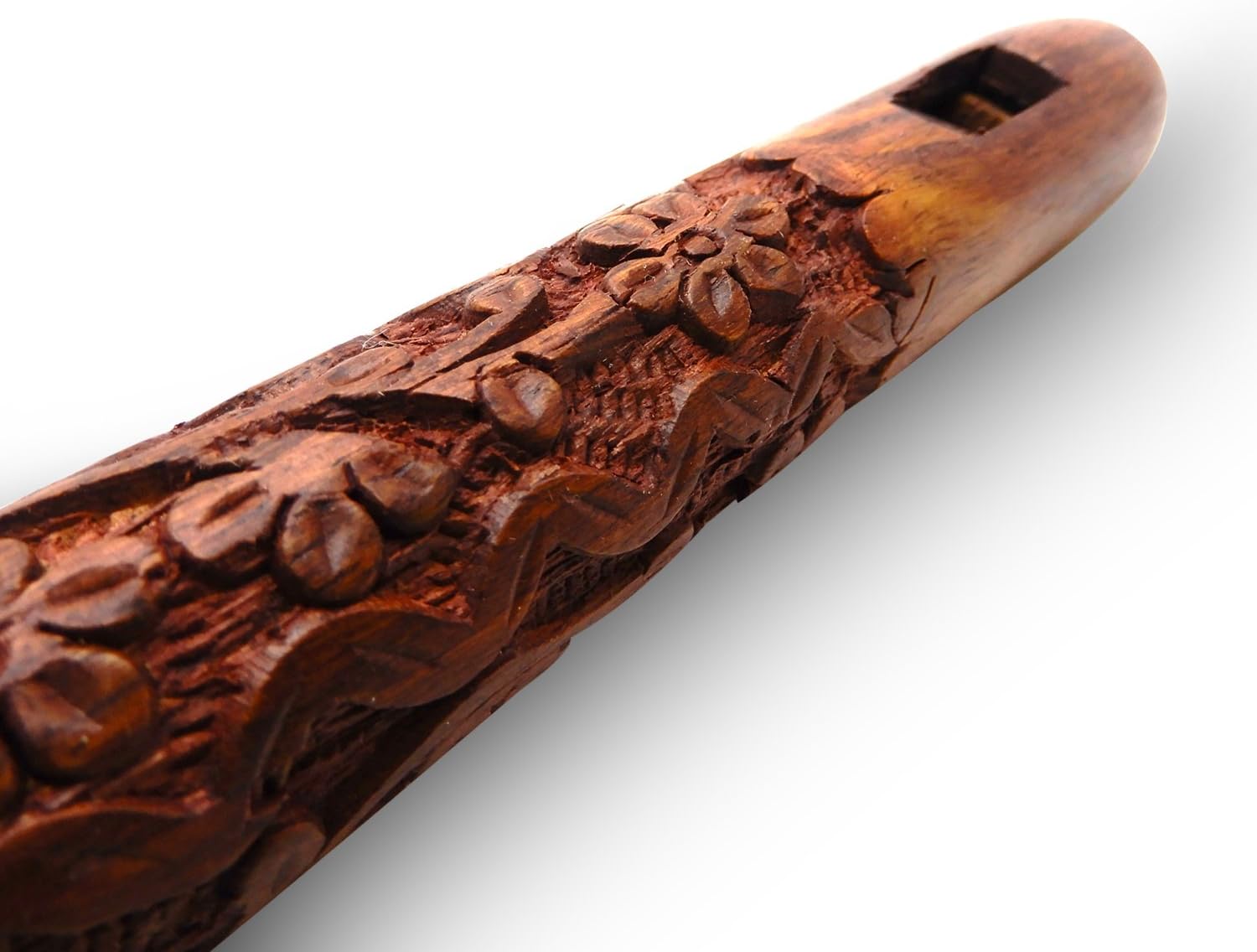 Wooden Traditional Hand Carved Flute Indian Musical Instrument for Kids Toddler Wooden Flute Whistle Musical Instrument 13 Inch : Musical Instruments
