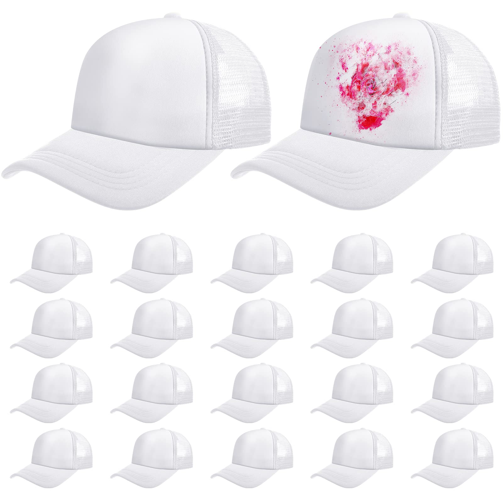 Casquette Personnalisable Enfant Chapeau De Baseball Blanc à Sublimation, Casquette De Camionneur, En Coton, Personnalisé Pour Adultes, Impression Par Sublimation Lot De Casquette