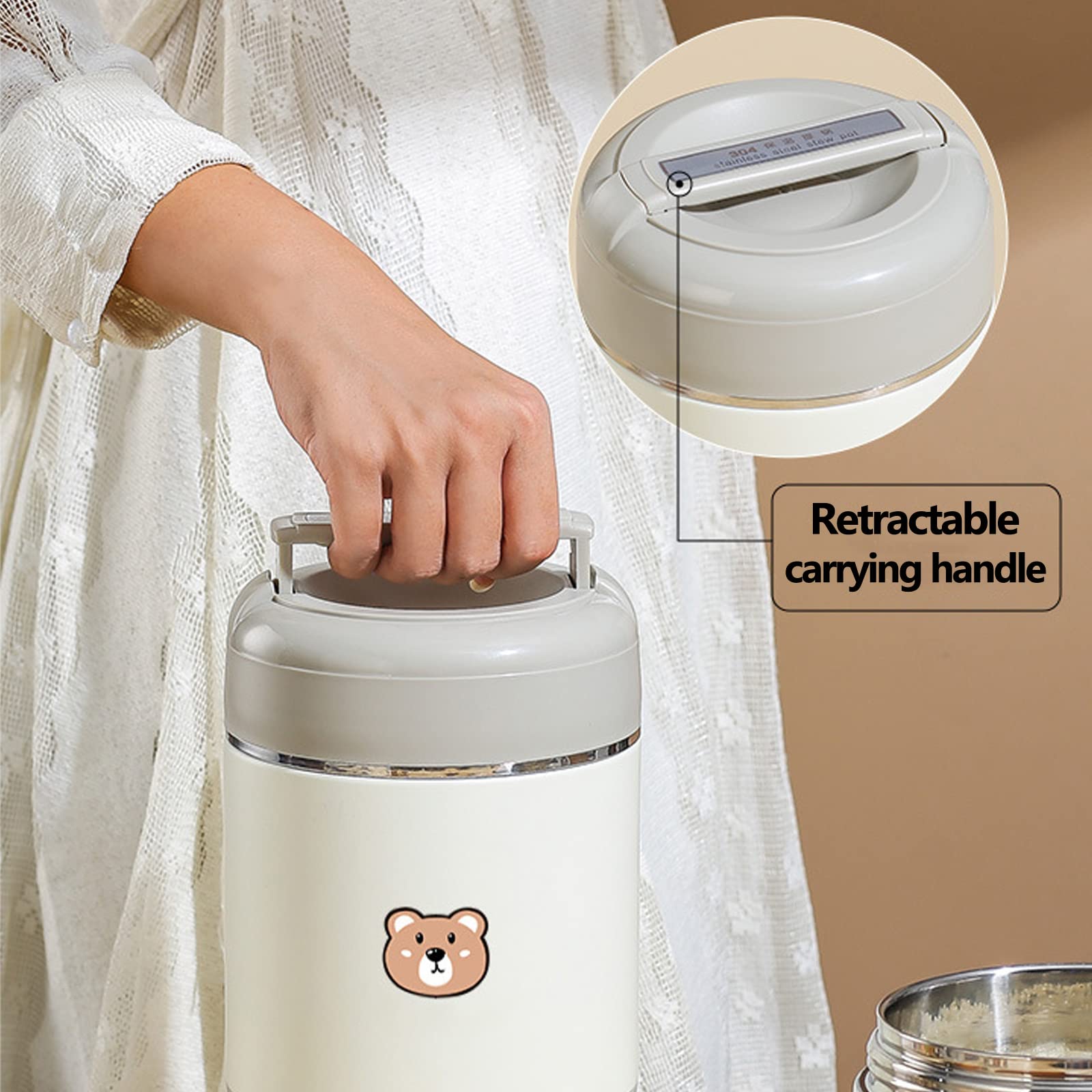 LANMOU Thermobehälter für Essen, Edelstahl Warmhaltebehälter Auslaufsicher Edelstahl Essensbehälter, Edelstahl Suppenbehälter mit Faltbarem Löffel (1.3L)