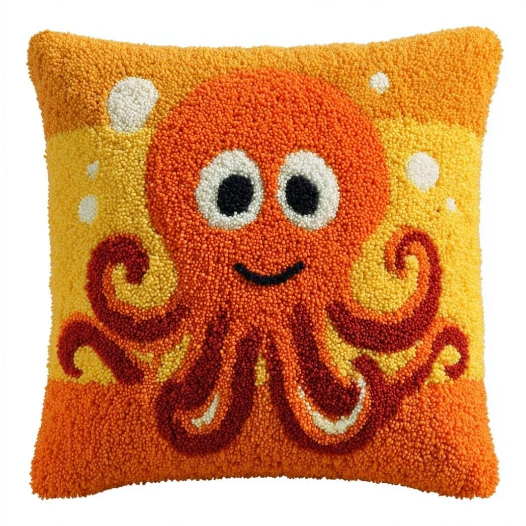 Axiangzik D Latch Hook Pillow Kit Octopus 43X43cm
