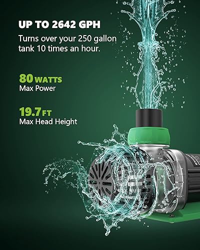 Miniatura 9 de Atlantic Series WP-10000 Wave Maker para acuario, DC 24V 20W 2642 GPH (10000 LH) Powerhead, potente pero silenciosa bomba de onda sinusoidal