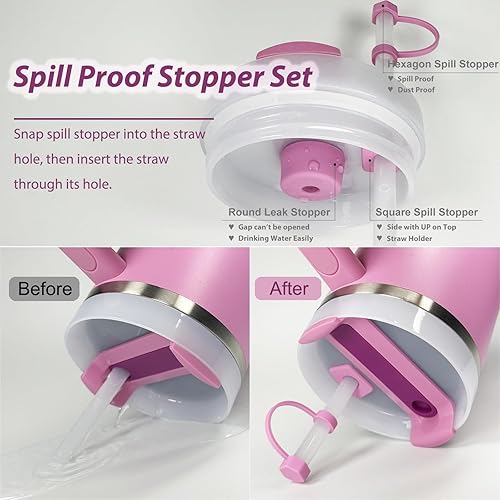 Miniatura 34 de Stanley Cup - Juego de accesorios que incluye 6 tapones de silicona a prueba de derrames, 2 tapas de popote para popotes de 0.39 a 0.39 pulgadas, 1
