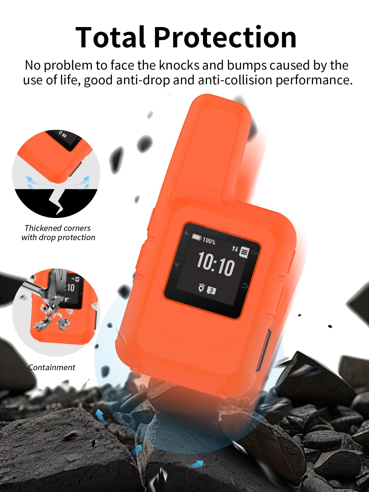 Etui do urządzenia łączności satelitarnej Garmin inReach Mini 2, toergy silikonowe etui ochronne, pokrywa z precyzyjnymi otworami – odporne na uderzenia, wodoodporne, wygodne w dotyku, pomarańczowe, 1
