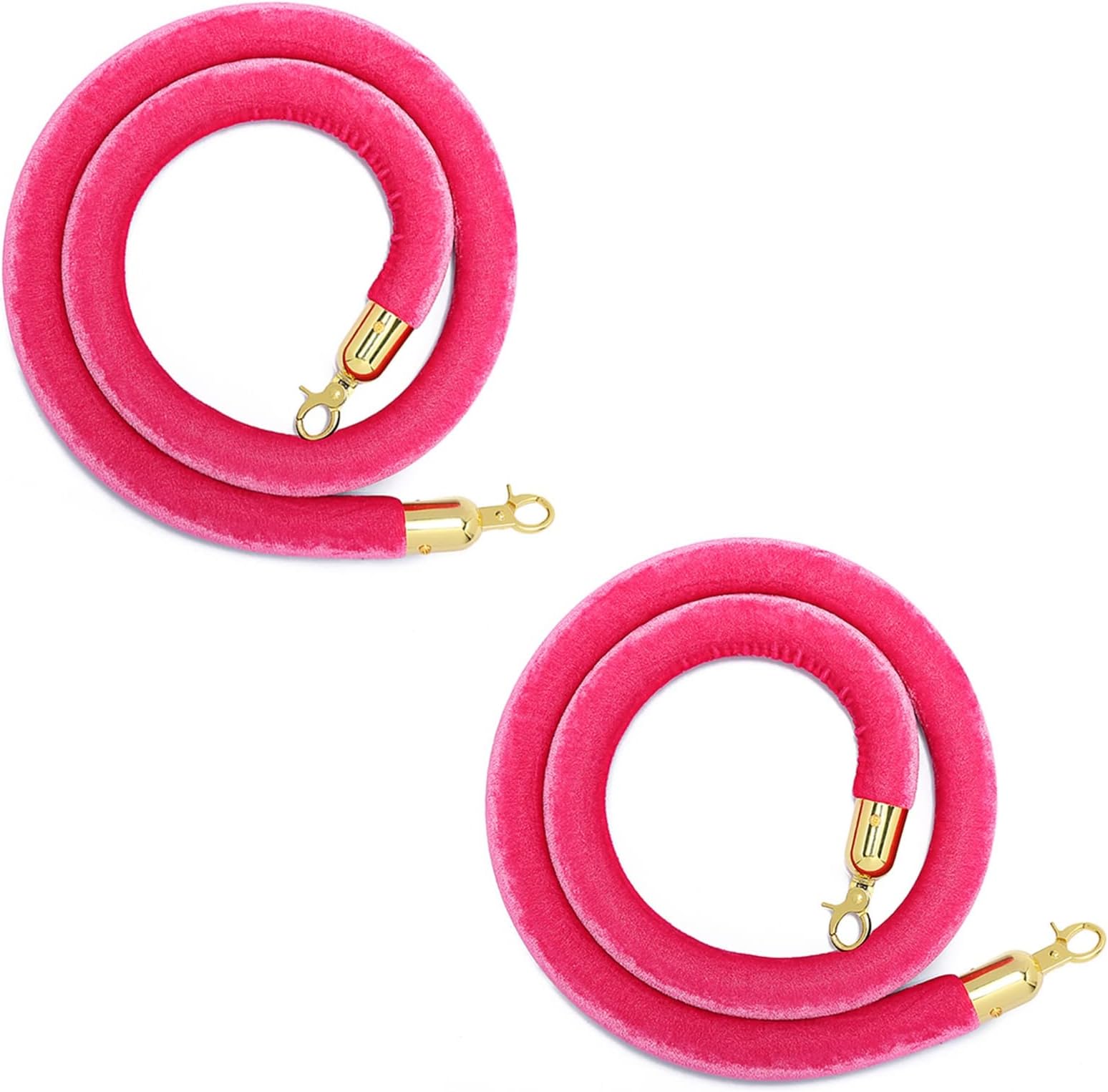 Velvet Rope Safety Barriers with Gold Hooks, 2 Pcs Rope Safety Barriers for Wedding, Concert Venues, Delicate Stanchion Queue Barrier Rope