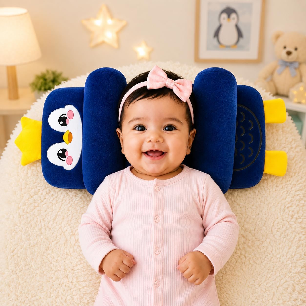 Infant Head Support Pillow for Newborn | Baby Neck Support Pillow Plush Baby Head Protection Cushion for 0-12 Months(Navy Blue)-image-41