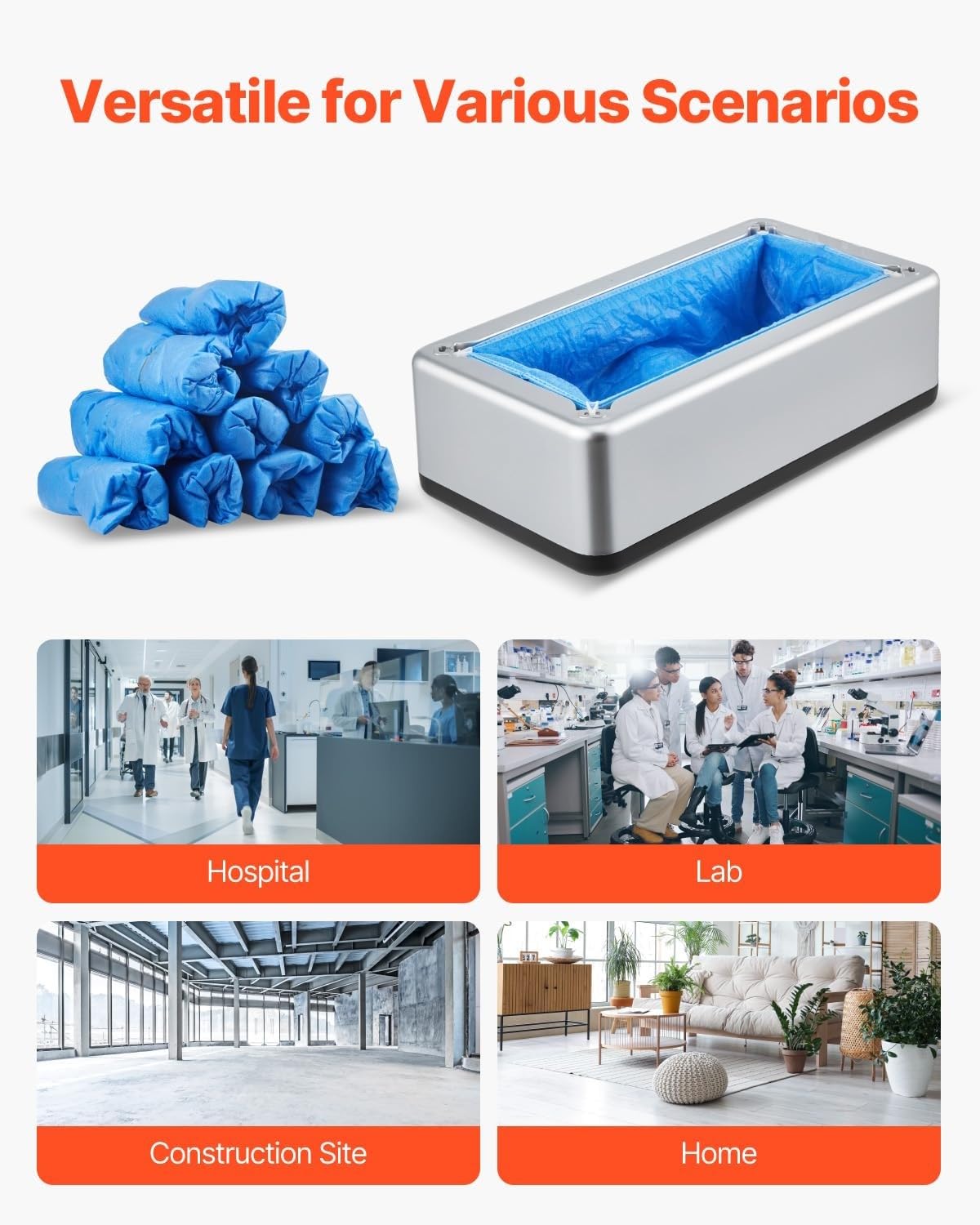 Dispensador automático de cubrezapatos con 100 unidades de cubrezapatos desechables antideslizantes, para uso doméstico, de oficina, laboratorio, fábrica, hospital e interiores(Silver)