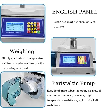 Paste Liquid Filling Machine 2-300 g,1.2 L/min Flow Rate, Peristaltic Pump Digital Control Automatic Weighing Bottle Filling Machine for Perfume, Essential Oil, Nail Polish