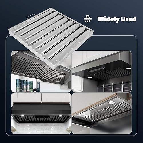 Miniatura 7 de Filtros de capó, filtro de campana extractora de grasa de 7 ranuras, filtro de grasa deflector de acero inoxidable 430, filtro de 19.5 x 19.5