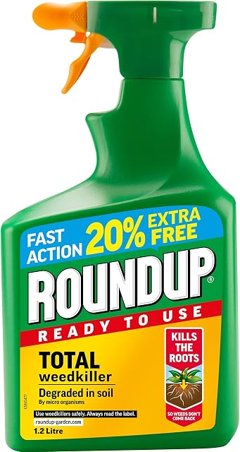 1.2L Round Up Total Weedkiller Degraded In Soil, Kills The Root,Path Weedkiller Removes Weeds From Fencing, Driveway And Other Hard Outdoor Surfaces