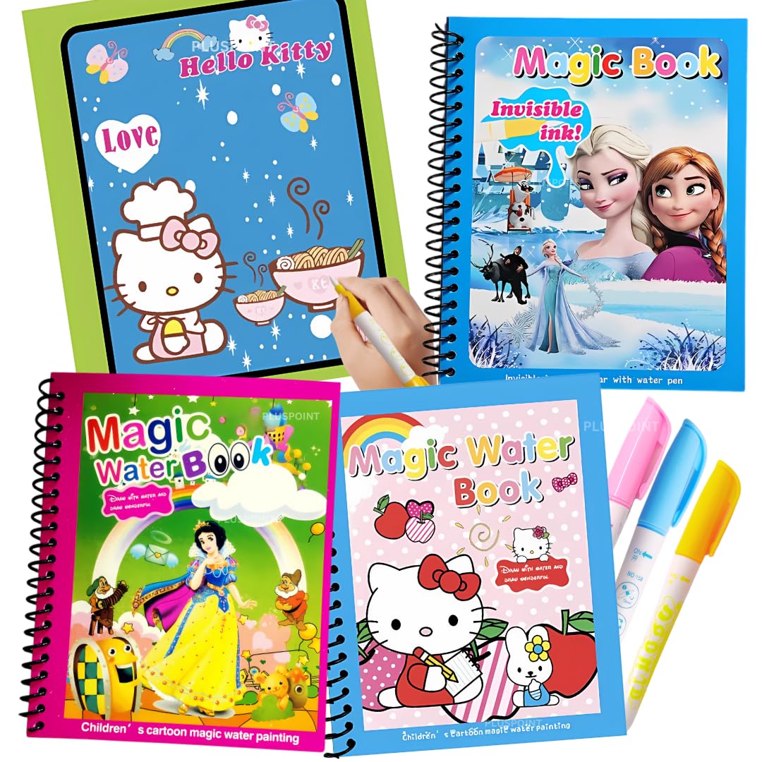PLUSPOINT Magic quick dry water book reusable colouring water doodle book self-drying with water pen for kids drawing practice Hardcover book of size 15cm for Toddlers, return gifts, Birthday party (Girls Set of 3 Books) (B09J2V6VM7) Amazon Price History, Amazon Price Tracker