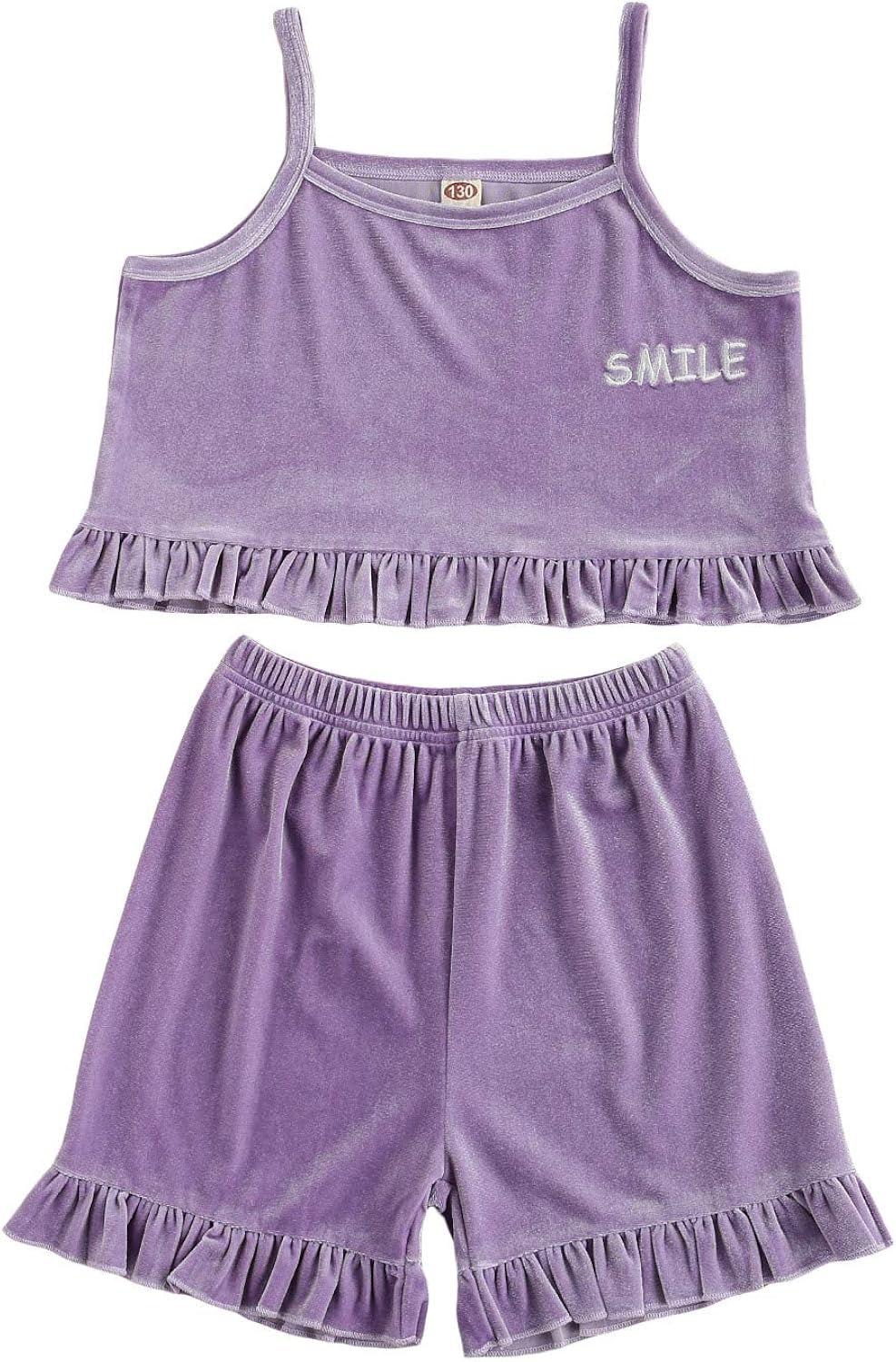 Girls Summer Sleeveless Cropped Vest Tops Shorts Set 2 Piece Soft