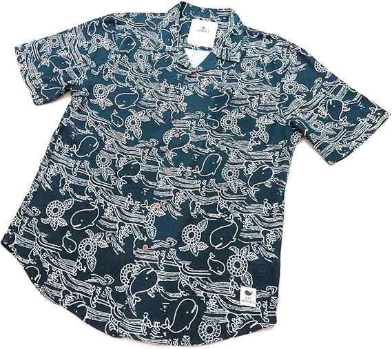 Amazon 4l寸 大きいサイズ クジラ柄 アロハシャツ 細かい凹凸でシャリ感を出した綿100 の涼感 天然素材 Fat Animals 2 3412 ブルーグリーン シャツ 通販