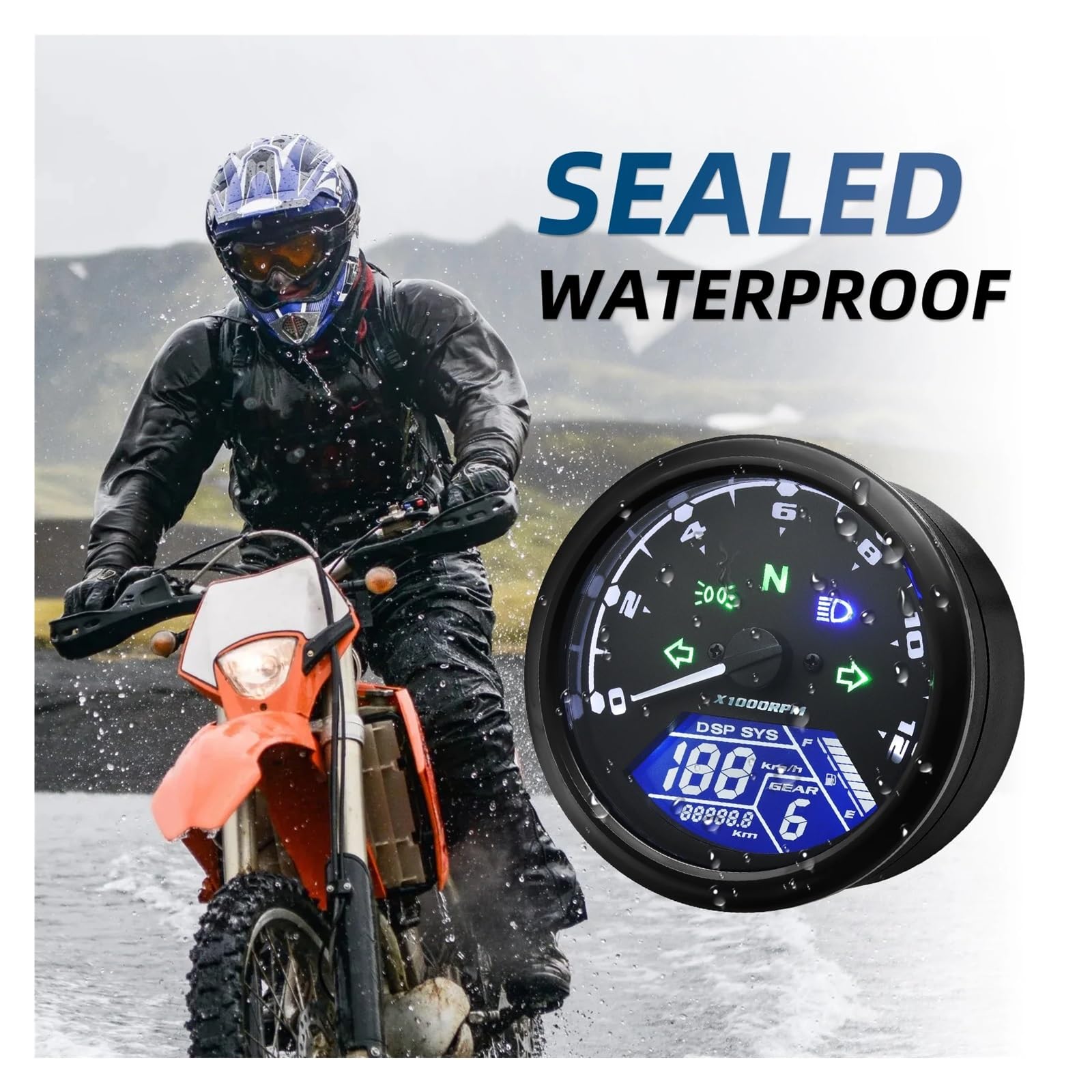 Velocímetro Universal para Motocicleta, Odómetro Digital, Indicador De Marcha, Contador De Horas De 12000 Km/h/mph, Tacómetro para Ho&nda Y Ya&maha. medidor