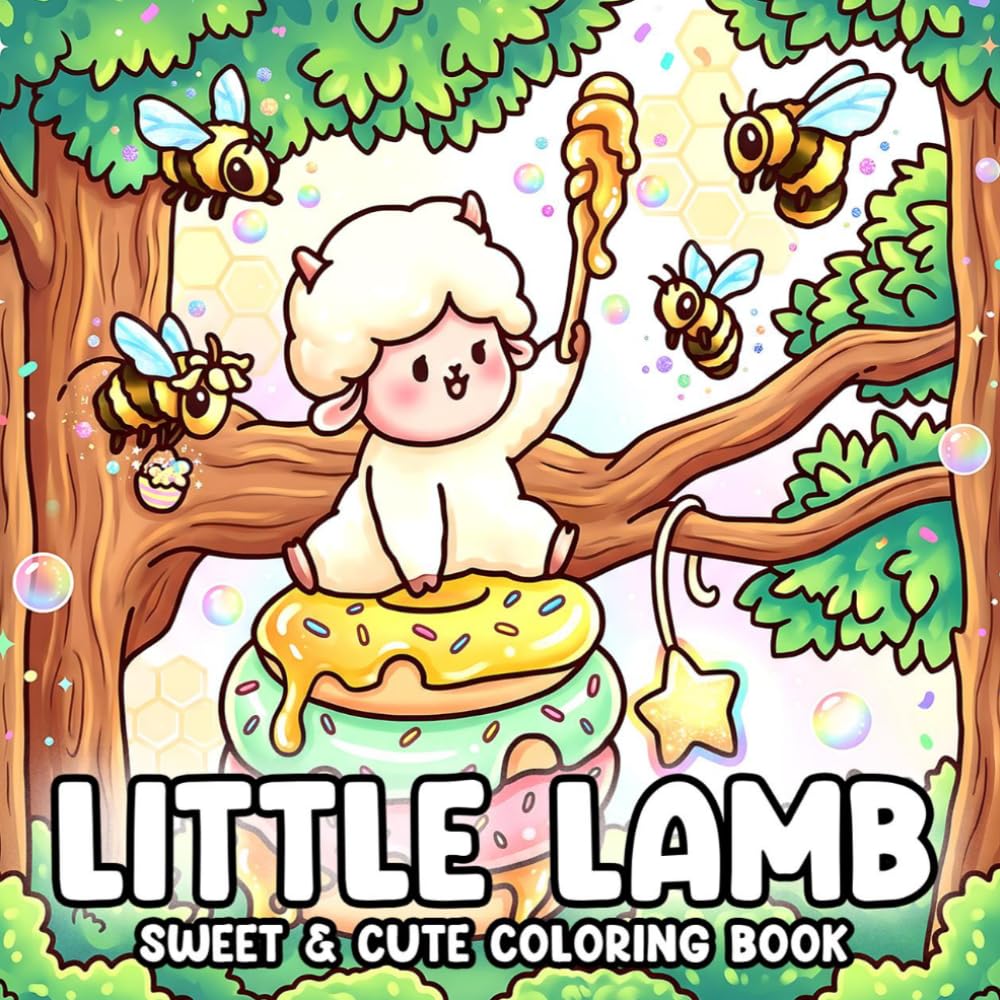 Little Lamb Coloring Book: Adorable Adventure Coloring Pages With Goat Friends, Nature Scenes, Peaceful Moments For Kids and Adults To Unwind & Enjoy