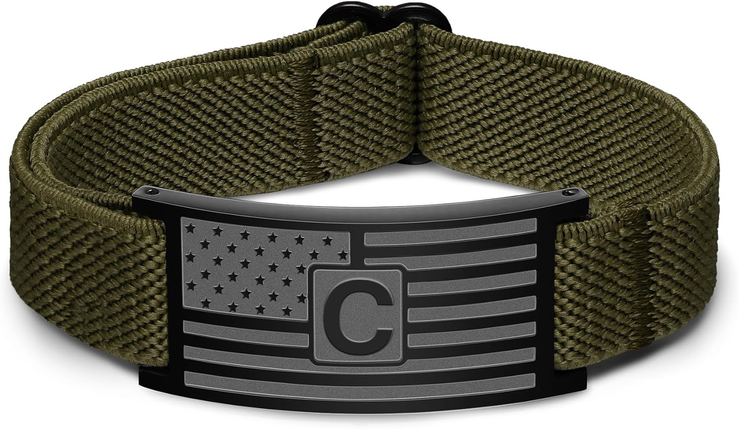 Initial Letters American Flag Bracelets for Men Boys,Letter Military Bracelets,Waterproof Adjustable Elastic Stretch Strap,Patriotic Jewelry, 4th of July,Memorial Day,Graduation Easter Basket Stuffers Gifts for Son,Boyfriend,Husband or Dad