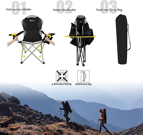 Miniatura 7 de aofunny Silla de campamento, sillas acolchadas para adultos con bolsillo más fresco y soporte para tazas, silla plegable portátil con bolsa de